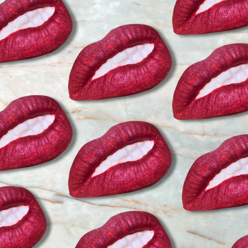 Scarlet Kiss Choose Your Scent Vegan Handpainted Unique Beauty Lips Bath Bomb